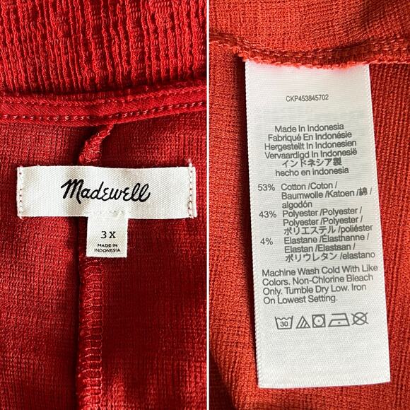 Madewell Women’s Wrap Mini Dress‎ Size 3X Burnt Orange Textured V-Neck - Picture 8 of 8